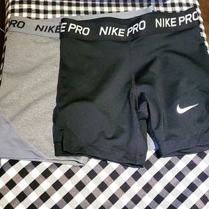 2 pairs Girls Nike pro Athletic shorts